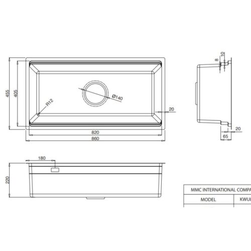 Chậu rửa bát 1 hố Kluger KWU8161FS-S86 5 Kích thước chậu rửa bát 1 hố Kluger KWU8161FS-S86