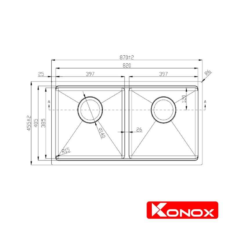 Kích thước chậu rửa bát Konox Workstation Sink – Undermount Sink KN8745DUB Kích thước chậu rửa bát Konox Workstation Sink – Undermount Sink KN8745DUB