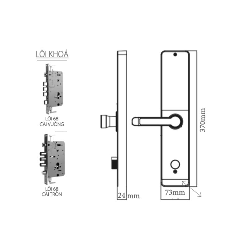 Kích thước khóa thông minh Avolock AV-65-B Kích thước khóa thông minh Avolock AV-65-B