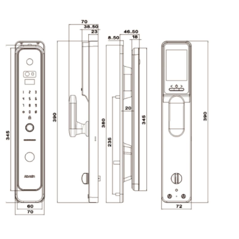 Kích thước khóa cửa điện tử Avolock AV-69-IN Kích thước khóa cửa điện tử Avolock AV-69-IN