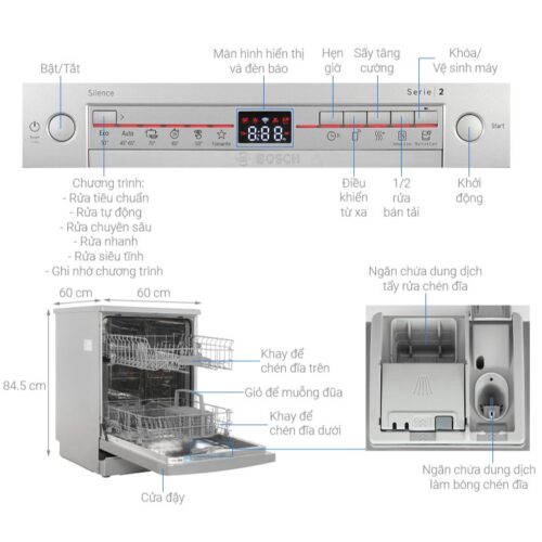 Máy rửa bát độc lập Bosch SMS2HTI79E 5 Kích thước máy rửa bát độc lập Bosch SMS2HTI79E