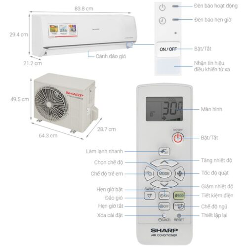 Điều hoà Sharp 1 chiều Inverter AH-X10ZEW 4 Thông số điều hoà Sharp 1 chiều Inverter AH-X10ZEW
