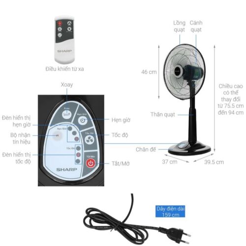 Quạt đứng Sharp PJ-L40RV-DG 4 Thông số quạt đứng Sharp PJ-L40RV-DG
