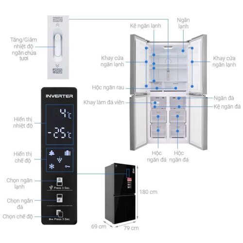 Tủ lạnh 4 cánh 401 lít Sharp SJ-FXP480VG-BK 4 Thông số tủ lạnh 4 cánh 401 lít Sharp SJ-FXP480VG-BK