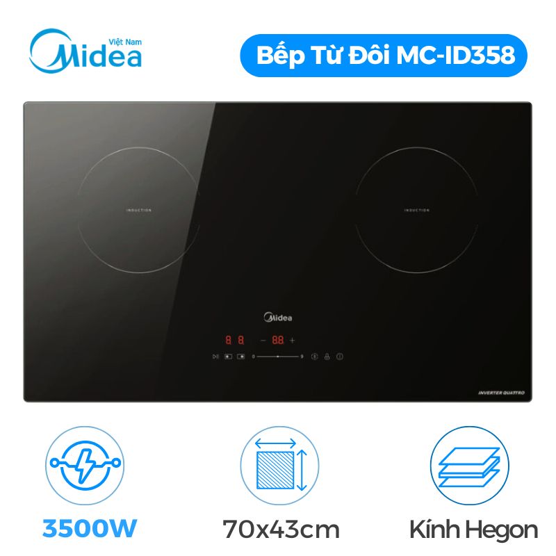 Bếp điện từ đôi Midea MC-ID358 lắp âm Bếp điện từ đôi Midea MC-ID358 lắp âm