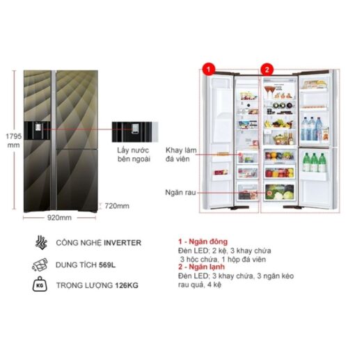 Tủ lạnh 3 cánh side by side 569 lít Hitachi FM800XAGGV9X DIA 5 Chi tiết tủ lạnh 3 cánh side by side 569 lít Hitachi FM800XAGGV9X DIA