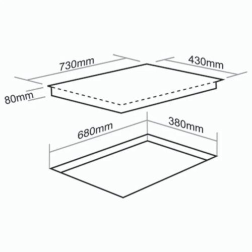 Bếp từ kết hợp hồng ngoại Faster FS 735HI PLus 3 Kích thước bếp từ kết hợp hồng ngoại Faster FS 735HI PLus