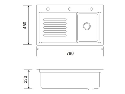 Chậu rửa bát Henry HR-C7846IH Grey 3 Kích thước chậu rửa bát Henry HR-C7846IH Grey