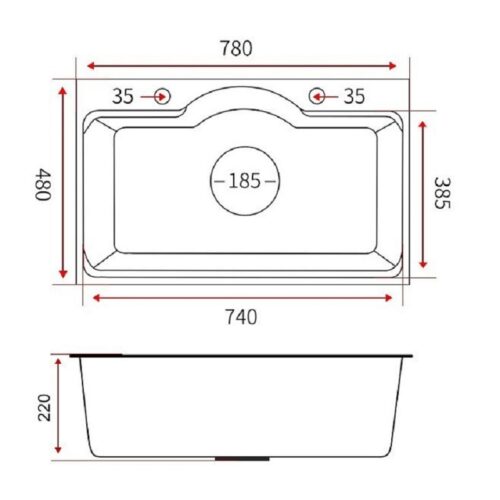 Chậu rửa bát Henry HR-C7848IH Semicicle 4 Kích thước chậu rửa bát Henry HR-C7848IH Semicicle