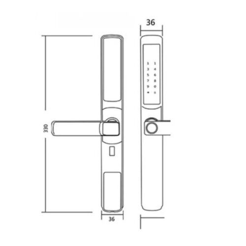 Khóa điện tử Hyundai HY-SLS003 Black 3 Kích thước khóa điện tử Hyundai HY-SLS003 Black