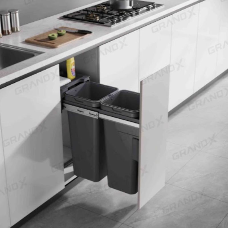 Thùng rác đôi gắn cánh kéo âm tủ GrandX XW.D30MD Thùng rác đôi gắn cánh kéo âm tủ GrandX XW.D30MD