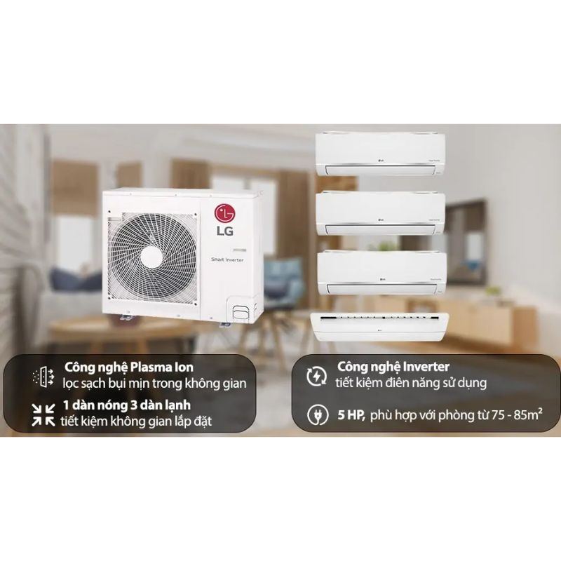 Ảnh bộ máy lạnh Multi LG Inverter 3 dàn lạnh & cassette 5 HP A5UQ48GFA Ảnh bộ máy lạnh Multi LG Inverter 3 dàn lạnh & cassette 5 HP A5UQ48GFA