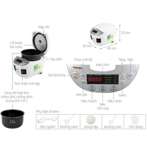 Nồi cơm điện Toshiba RC-18DH2PV(W) 1.8 lít 3 Ảnh nồi cơm điện Toshiba RC-18DH2PV(W) 1.8 lít
