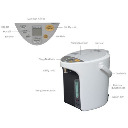 Bình thủy điện Panasonic NC-HU301PZSY 3 lít 4 Chi tiết bình thủy điện Panasonic NC-HU301PZSY 3 lít