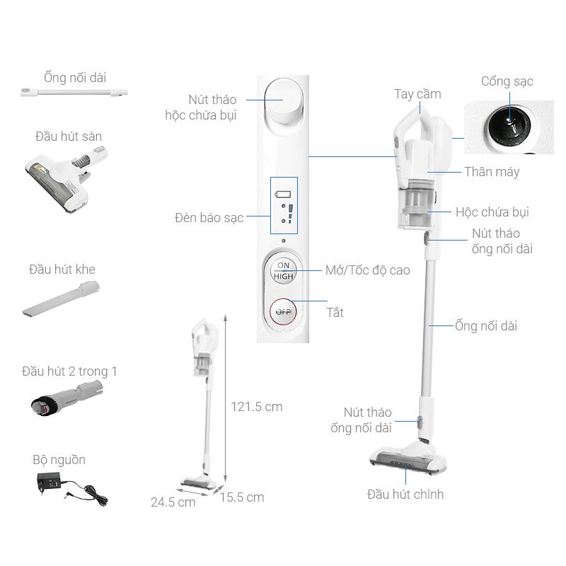 Chi tiết máy hút bụi không dây Panasonic MC-SBV01W246 Chi tiết máy hút bụi không dây Panasonic MC-SBV01W246