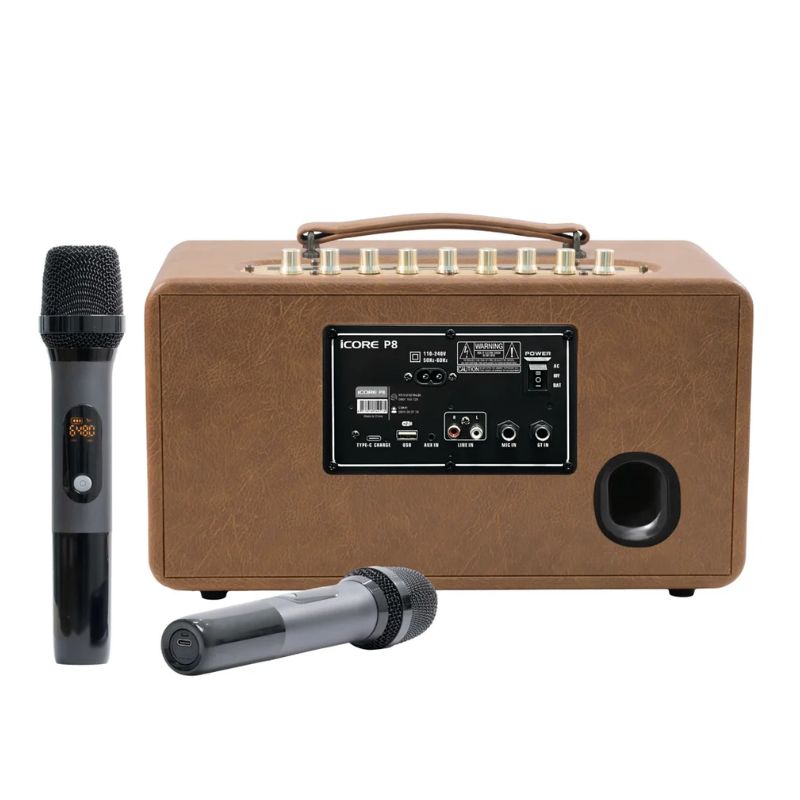Hình ảnh Loa Karaoke Xách Tay Kèm 02 Micro Icore P8 Hình ảnh Loa Karaoke Xách Tay Kèm 02 Micro Icore P8