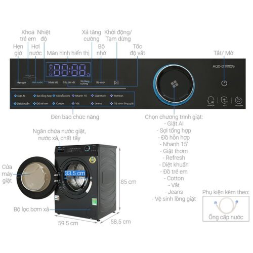Máy Giặt Aqua Inverter 10 Kg AQD-A1002J.BK cửa trước 5 Kích thước máy Giặt Aqua Inverter 10 Kg AQD-A1002J.BK cửa trước