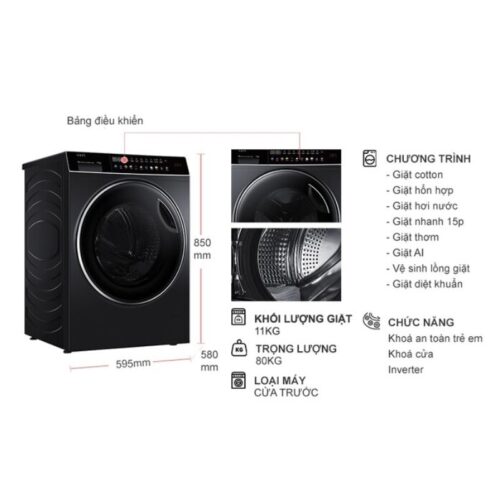 Máy Giặt Aqua Inverter 11 Kg AQD-DW1100J.BK cửa trước 5 Kích thước máy Giặt Aqua Inverter 11 Kg AQD-DW1100J.BK cửa trước