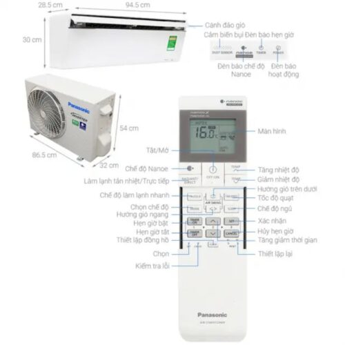 Máy lạnh Panasonic Inverter 1 Hp CU/CS-VU9UKH-8 5 Kích thước máy lạnh Panasonic Inverter 1 Hp CU/CS-VU9UKH-8