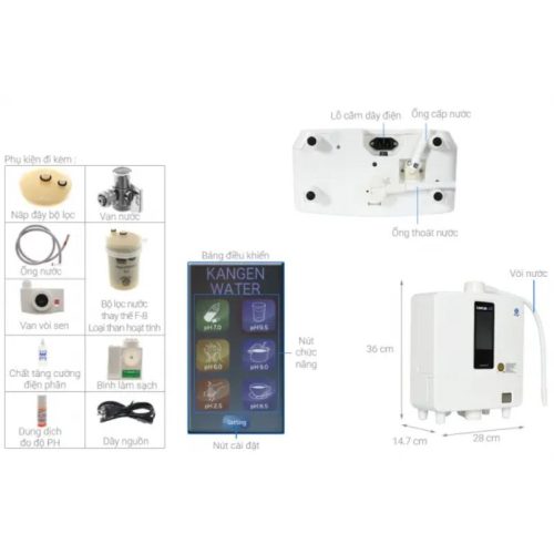 Máy lọc nước Kangen LeveLuk K8 3 Kích thước máy lọc nước Kangen LeveLuk K8
