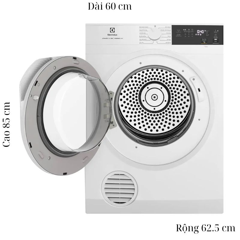 Kích thước máy Sấy Thông Hơi Electrolux 9 Kg EDV904H3WC Kích thước máy Sấy Thông Hơi Electrolux 9 Kg EDV904H3WC