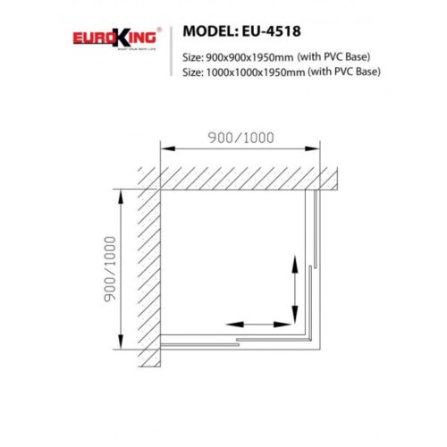Phòng tắm vách kính Euroking EU-4518 900mm 3 Kích thước phòng tắm vách kính Euroking EU-4518 900mm
