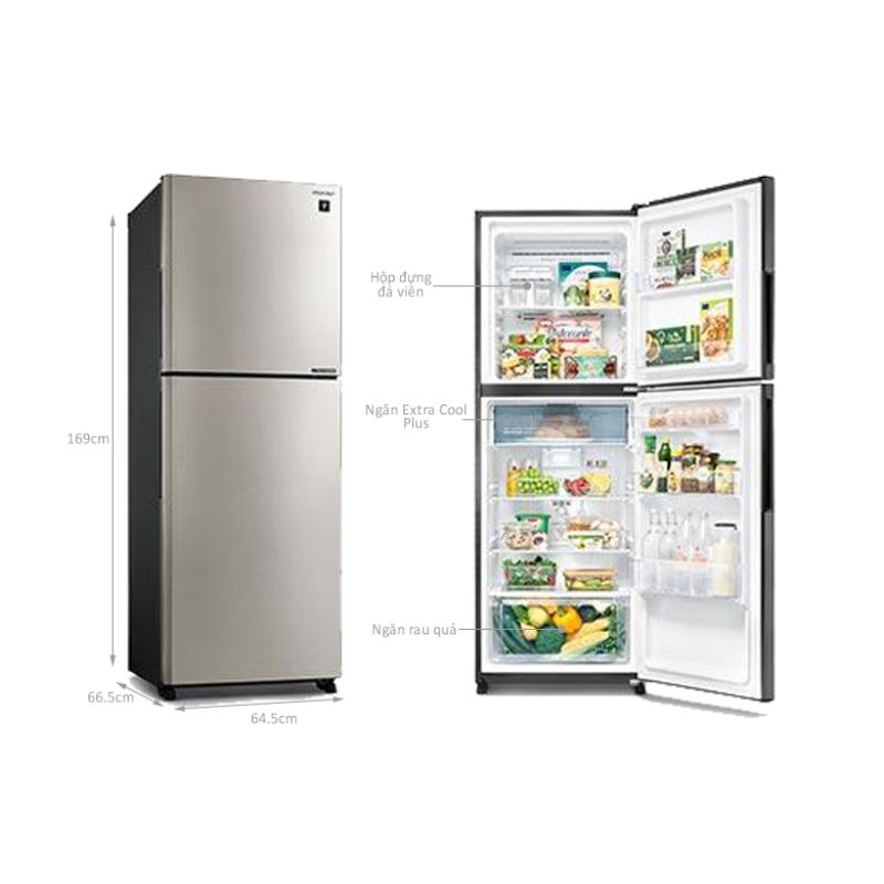Kích thước tủ Lạnh 2 cánh Inverter 330 Lít Sharp SJ-XP352AE-SL Kích thước tủ Lạnh 2 cánh Inverter 330 Lít Sharp SJ-XP352AE-SL