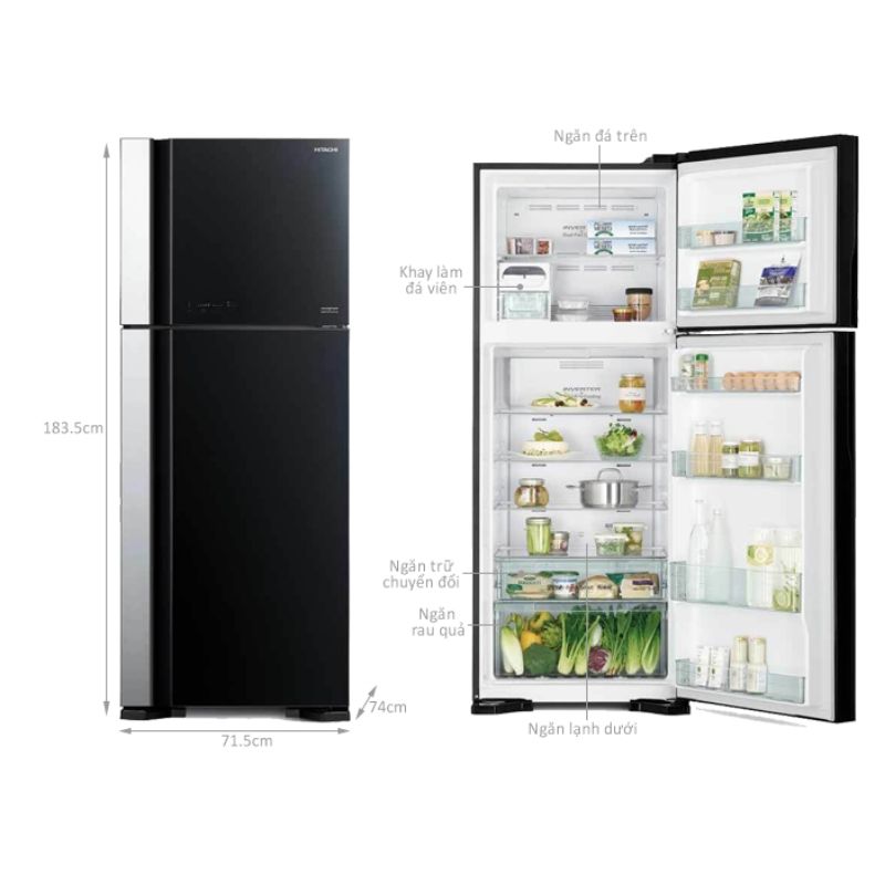 Kích thước tủ Lạnh 2 cánh Inverter 489 Lít Hitachi R-FG560PGV8X GBK Kích thước tủ Lạnh 2 cánh Inverter 489 Lít Hitachi R-FG560PGV8X GBK
