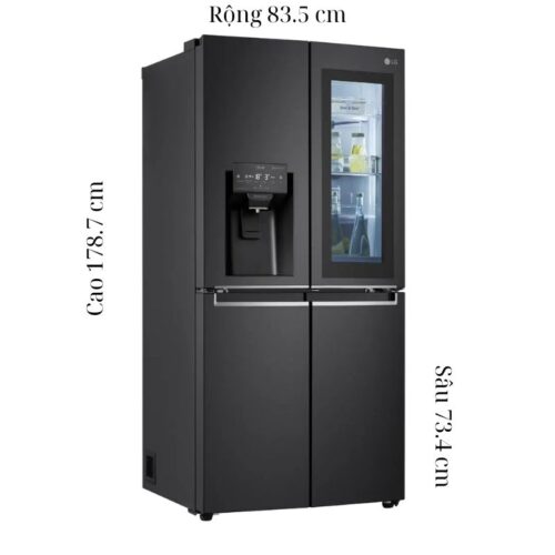 Tủ Lạnh 4 cánh Multi Door Inverter 496 Lít LG GR-X22MBI 5 Kích thước tủ Lạnh 4 cánh Multi Door Inverter 496 Lít LG GR-X22MBI