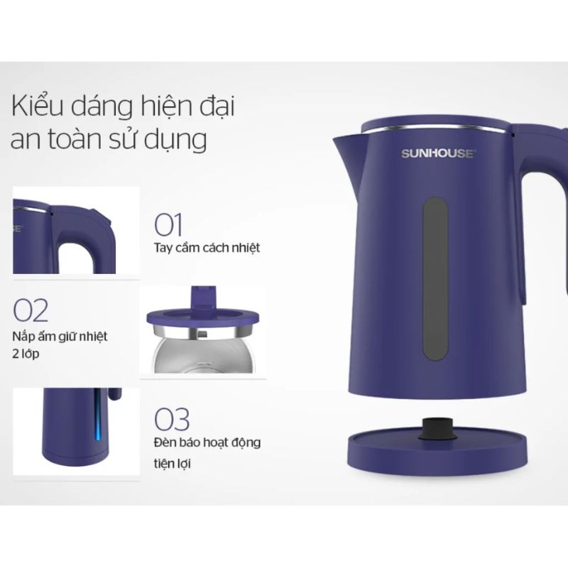 Đế ấm siêu tốc inox 2 Lớp Sunhouse SHD1355 1.8 Lít Đế ấm siêu tốc inox 2 Lớp Sunhouse SHD1355 1.8 Lít