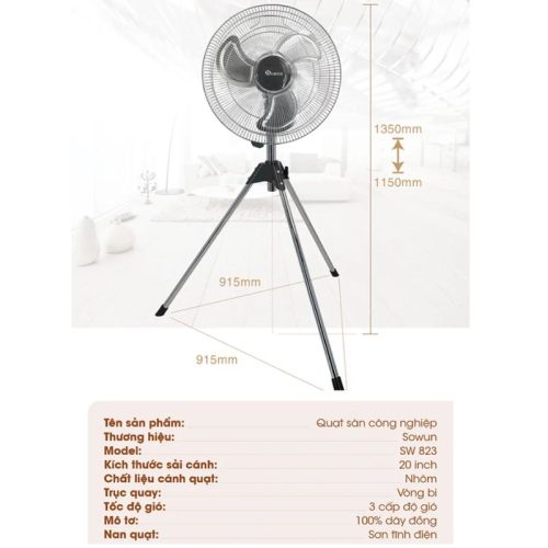 Quạt đứng công nghiệp Sowun SW-823 4 Hình ảnh quạt đứng công nghiệp Sowun SW-823