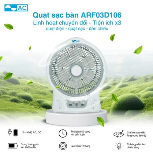 Quạt sạc 12W AC ARF03D106 4 Hình ảnh quạt sạc 12W AC ARF03D106