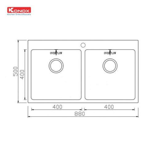 Chậu rửa bát Konox Unico 8850 5 Kích thước chậu rửa bát Konox Unico 8850