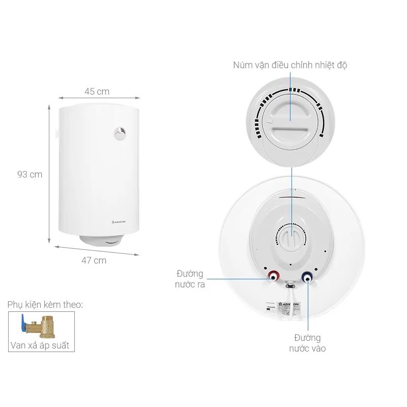 Kích thước máy nước nóng Ariston PRO R 100 V 2.5 FE 100 Lít Kích thước máy nước nóng Ariston PRO R 100 V 2.5 FE 100 Lít