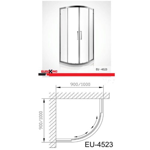 Phòng tắm vách kính Euroking EU-4523 1000mm 3 Kích thước phòng tắm vách kính Euroking EU-4523 1000mm