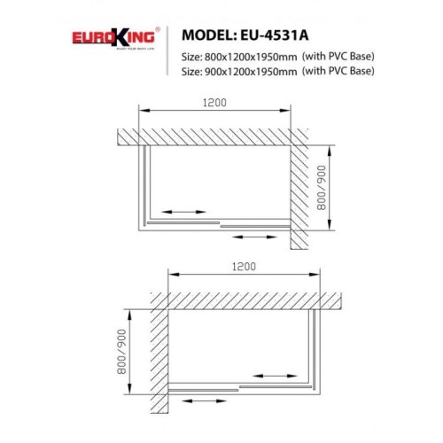 Phòng tắm vách kính Euroking EU-4531A 800mm 4 Kích thước phòng tắm vách kính Euroking EU-4531A 800mm