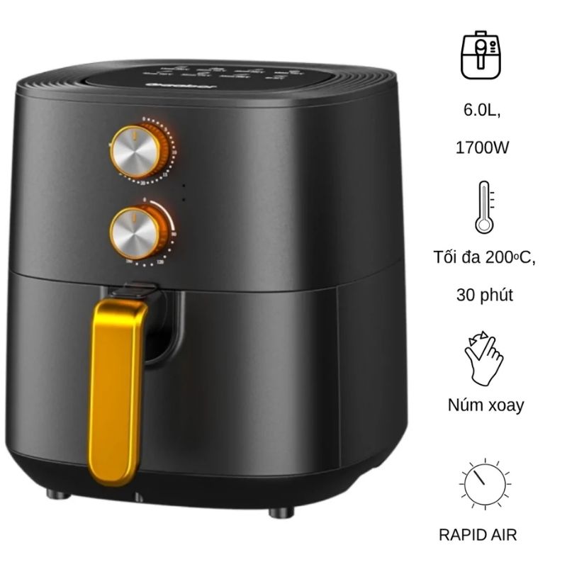 Nồi chiên không dầu Gaabor GA-M6A 6.0 Lít Nồi chiên không dầu Gaabor GA-M6A 6.0 Lít