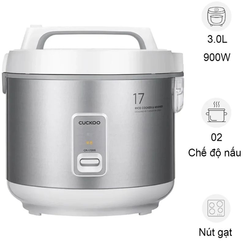 Nồi cơm điện Cuckoo 3 Lít CR-1720 Bạc Nồi cơm điện Cuckoo 3 Lít CR-1720 Bạc