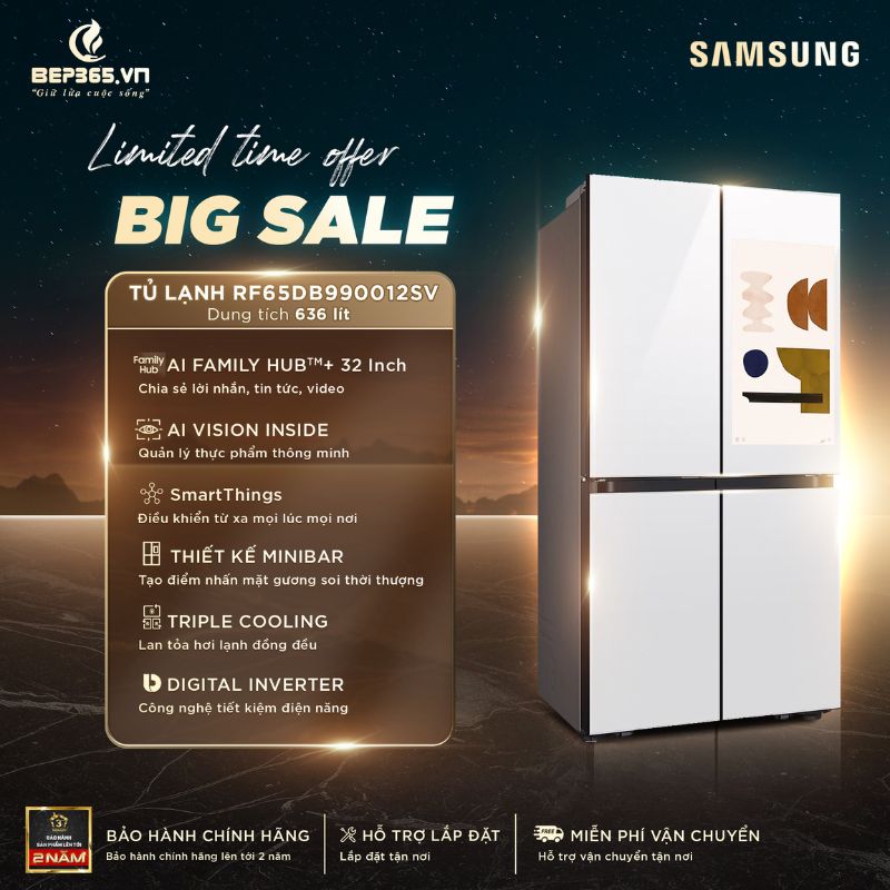 Big sale Tủ Lạnh 4 cánh Multi door Inverter 636 Lít Samsung RF65DB990012SV Big sale Tủ Lạnh 4 cánh Multi door Inverter 636 Lít Samsung RF65DB990012SV