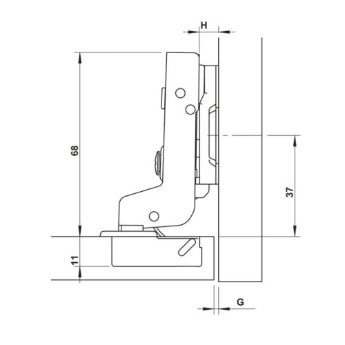 Bản lề trùm ngoài Metalla SM 110° Giảm Chấn Hafele 315.07.115 3 Kích thước bản lề trùm ngoài Metalla SM 110° Giảm Chấn Hafele 315.07.115