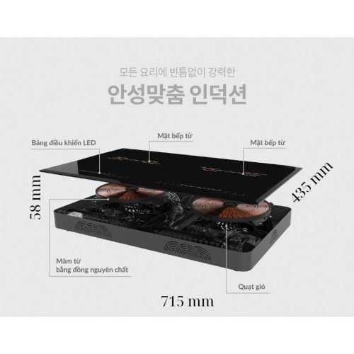 Bếp từ đôi Hawonkoo CEH-217-II lắp âm 5 Kích thước bếp từ đôi Hawonkoo CEH-217-II lắp âm