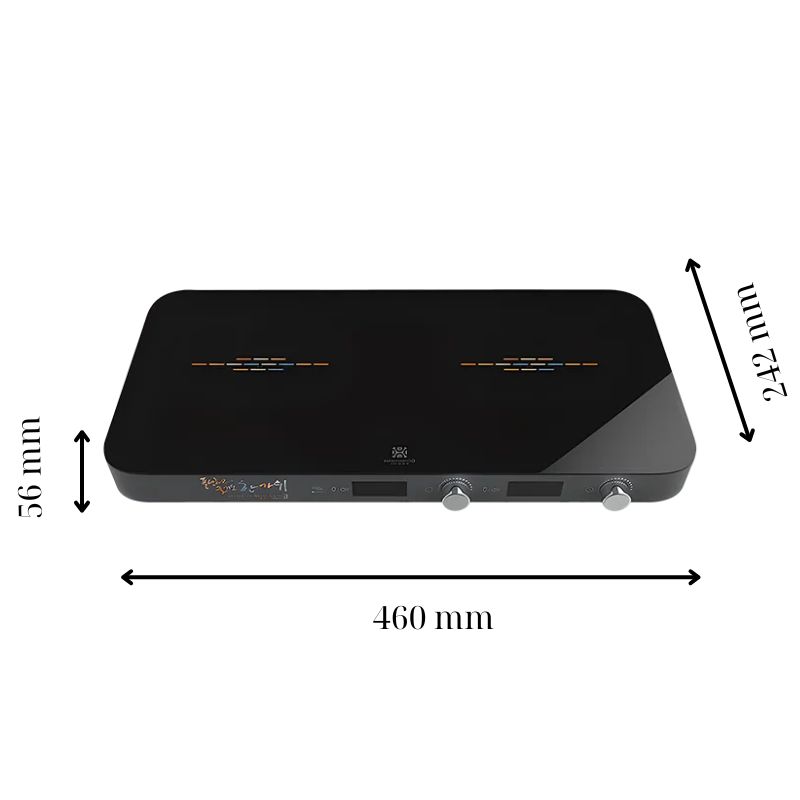 Kích thước bếp từ đôi Hawonkoo MCEH-200-II-GR di động Kích thước bếp từ đôi Hawonkoo MCEH-200-II-GR di động