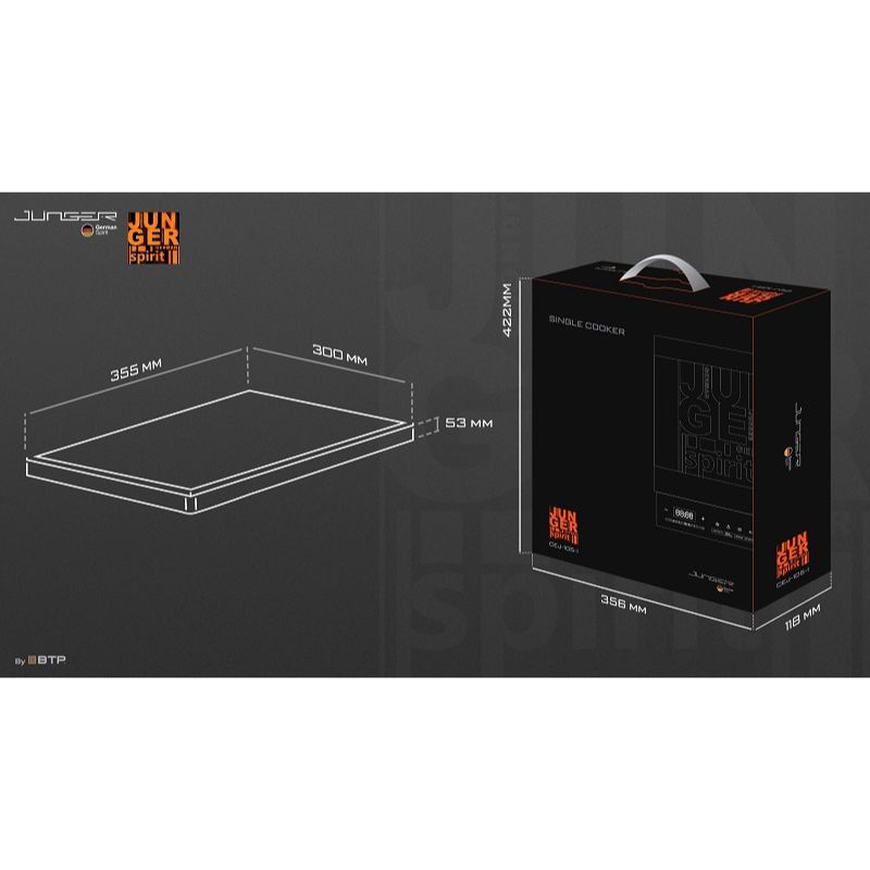 Kích thước bếp từ đơn Junger CEJ-105-I di động Kích thước bếp từ đơn Junger CEJ-105-I di động