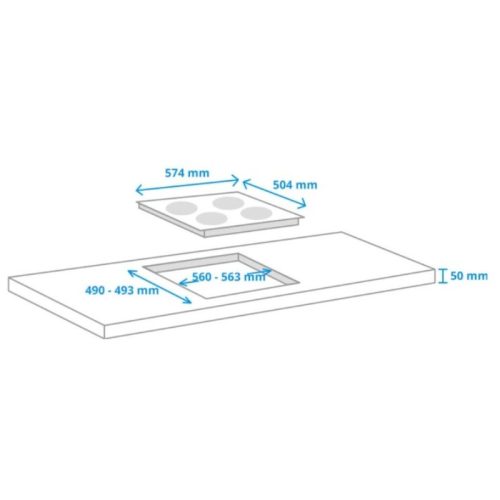 Bếp từ Miele 4 vùng nấu KM 7201 FR lắp âm 4 Kích thước bếp từ Miele 4 vùng nấu KM 7201 FR lắp âm