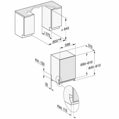 Máy rửa bát Miele G 7985 3 Kích thước máy rửa bát Miele G 7985