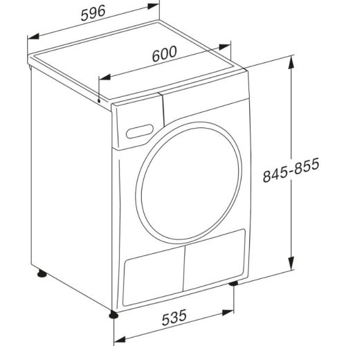 Kích thước máy sấy bơm nhiệt Miele TWC560WP EcoSpeed