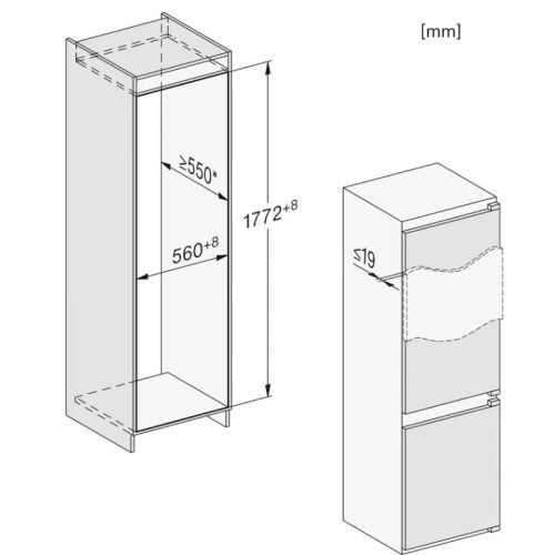 Tủ lạnh Miele KFN 7714 F - 254 L 3 Kích thước tủ lạnh Miele KFN 7714 F - 254 L