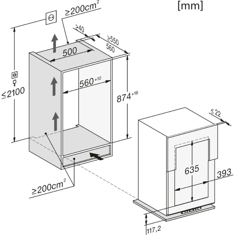 Kích thước tủ rượu Miele KWT 6422 i-1 GRGR Kích thước tủ rượu Miele KWT 6422 i-1 GRGR