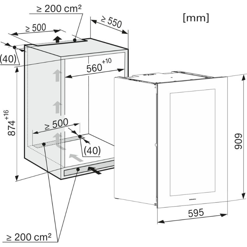 Kích thước tủ rượu Miele KWT 6422 iG-1 OBSW Kích thước tủ rượu Miele KWT 6422 iG-1 OBSW