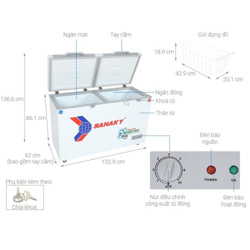 Tủ Đông SANAKY VH4099W4K 5 Kích Thước Tủ Đông SANAKY VH4099W4K